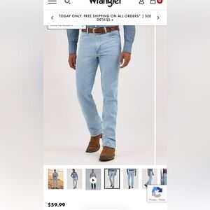 Wrangler Men's Sky Blue Straight Jeans